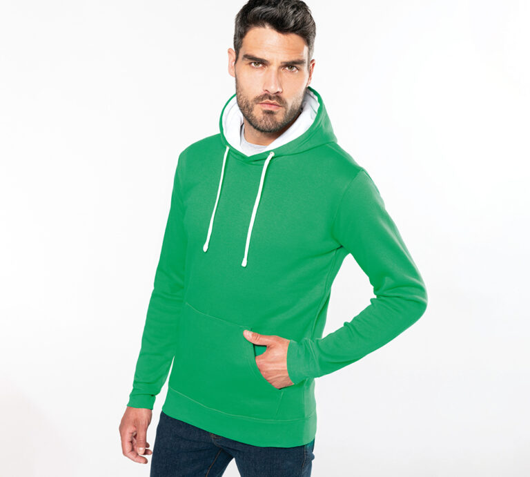 k446 - tweekleurige heren hoodie bedrukken -