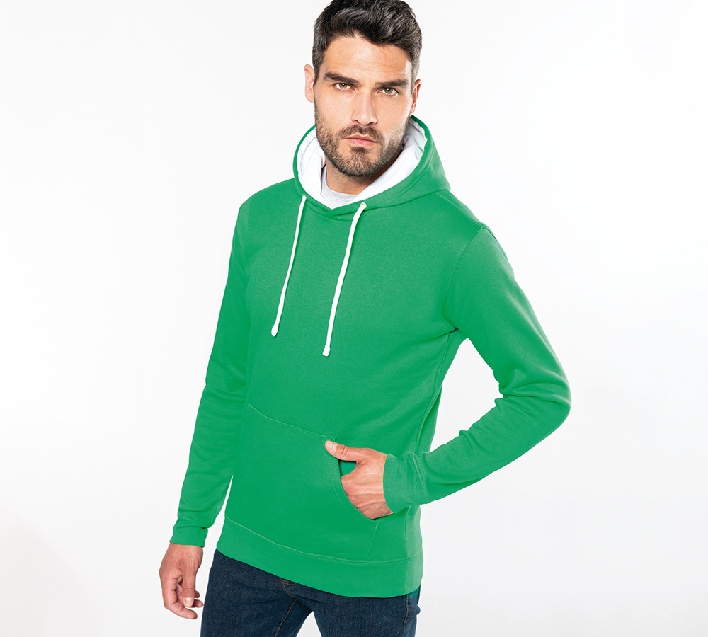 k446 - tweekleurige heren hoodie bedrukken - schort bedrukken