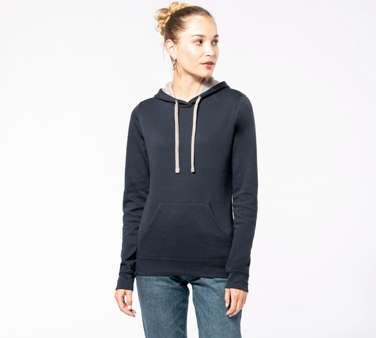 k465 - tweekleurige dames hoodie bedrukken -