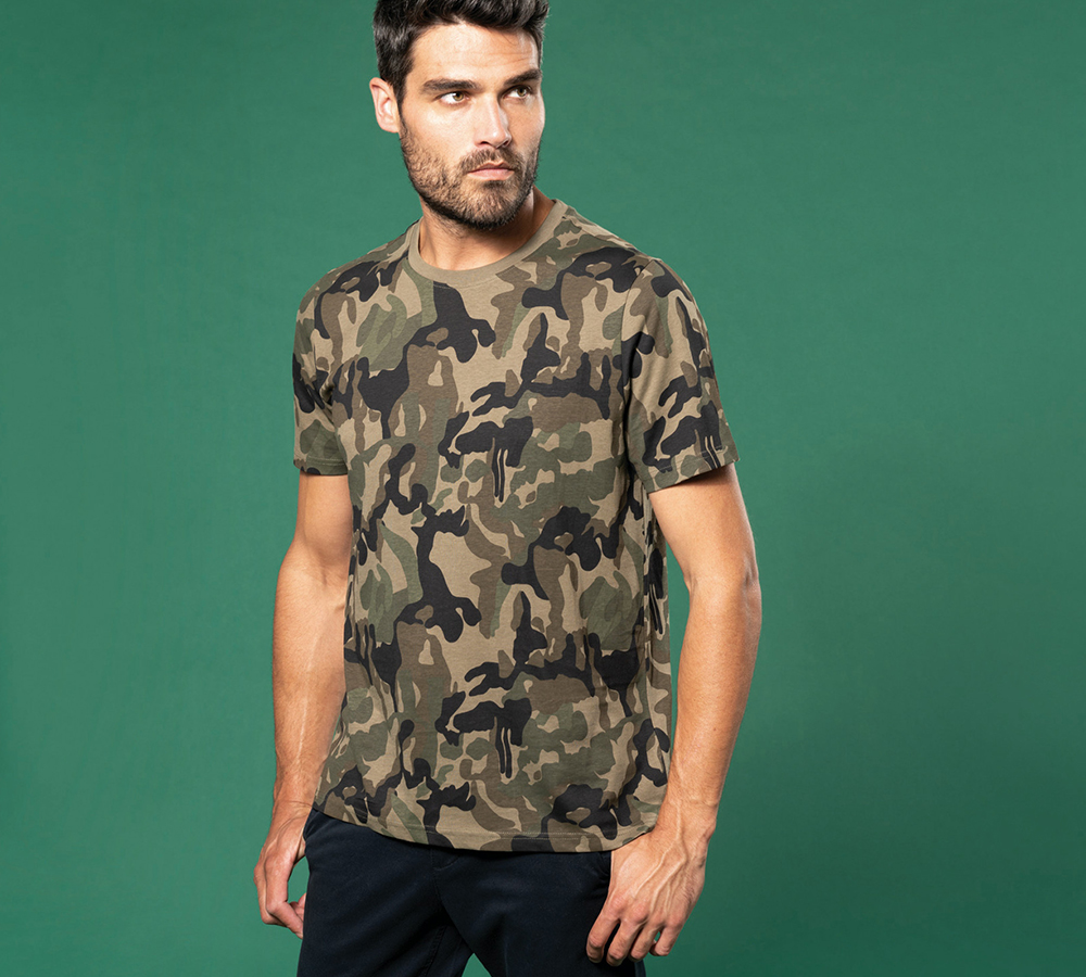 k3030 - premium camouflage t-shirt heren donker bedrukken - bedrukte polo met lange mouwen