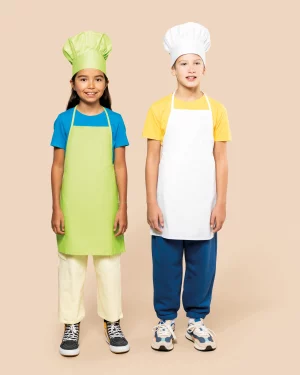 k884 - chefkok set voor kinderen ontwerpen en bedrukken (schort + koksmuts) - kinder t-shirt ontwerpen en bedrukken