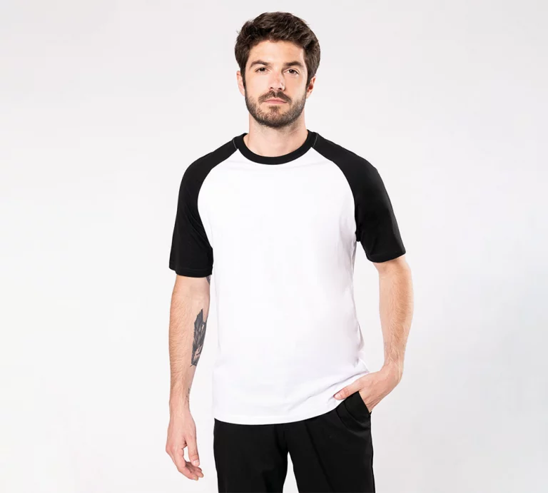 k330 - tweekleurig unisex baseball shirt ontwerpen en bedrukken -