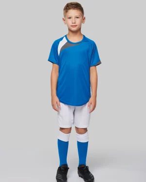 pa437 - kinder sportshirt met contrasterend inzetstuk -