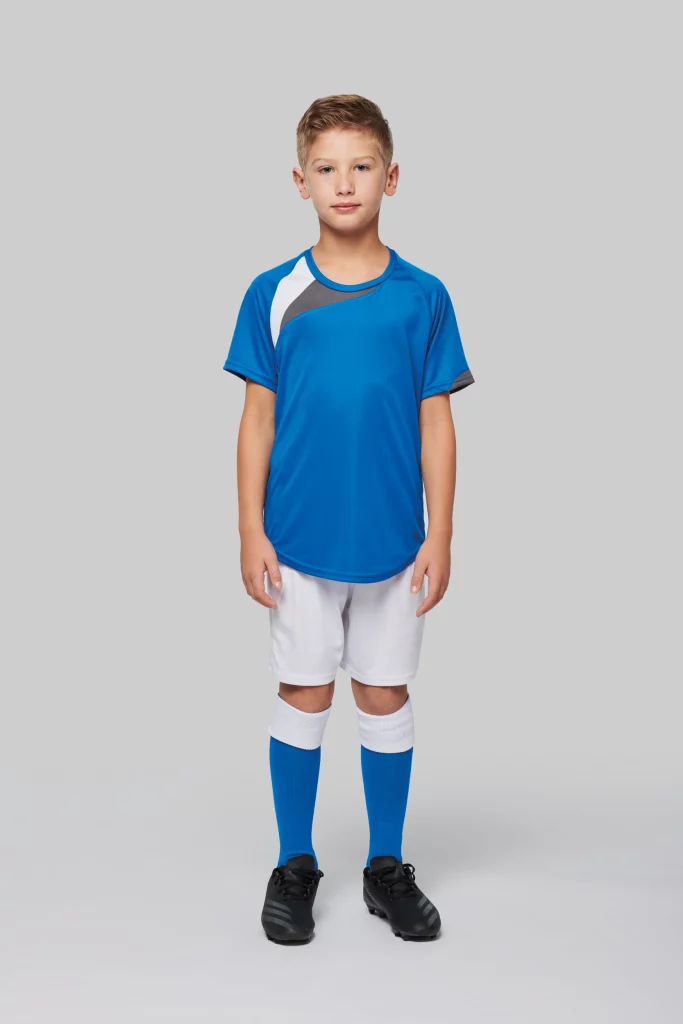 pa437 - kinder sportshirt met contrasterend inzetstuk -