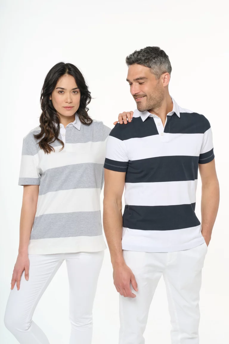 k286 - unisex polo gestreept met korte mouwen -