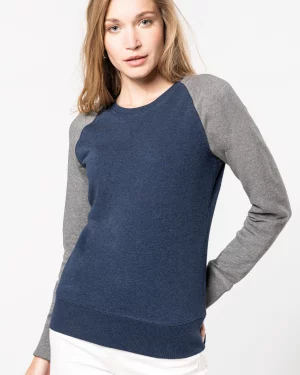 k492 - dames duotone sweater met raglan mouwen - goedkoop bedrukt t-shirt