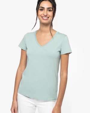 ns334 - dames biokatoen t-shirt met v-hals -