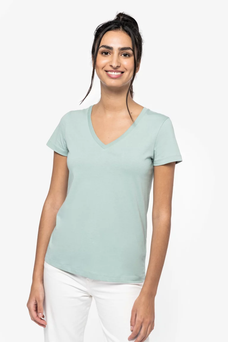 ns334 - dames biokatoen t-shirt met v-hals -